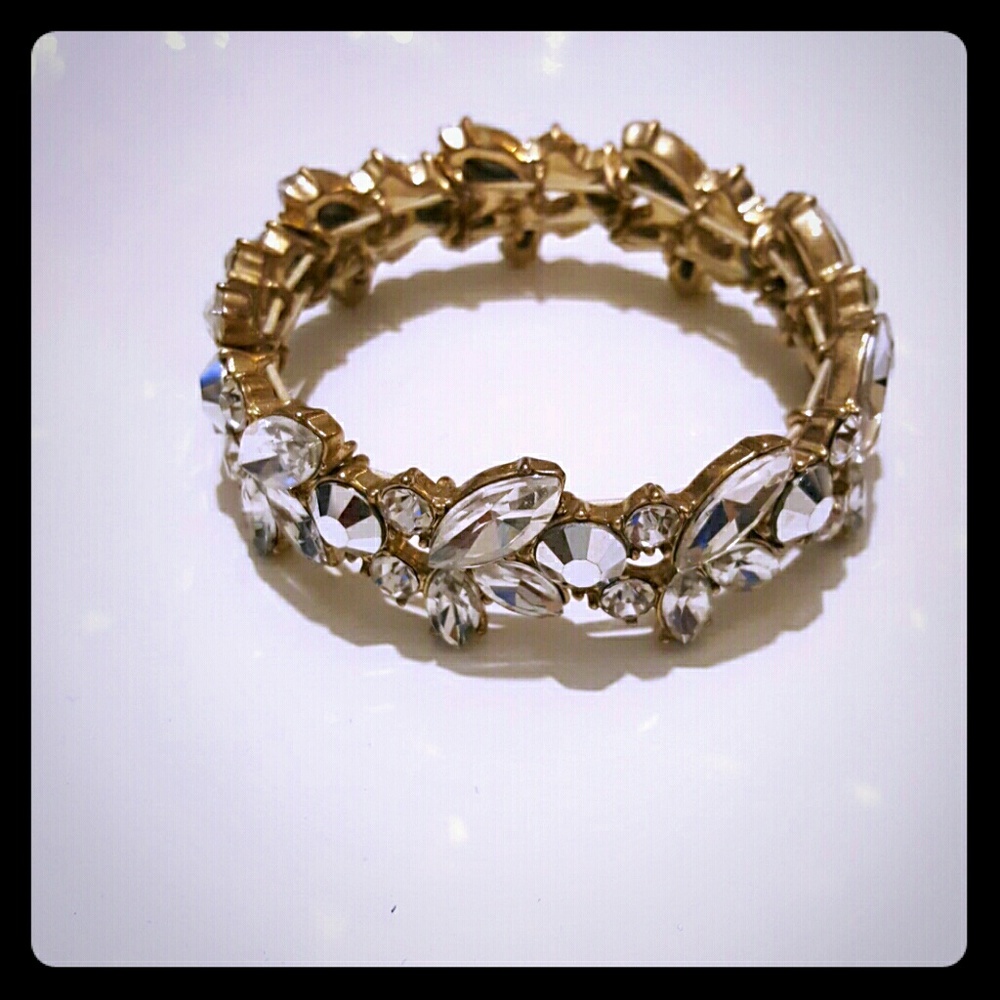 Rhinestones and Gold stretch bracelet