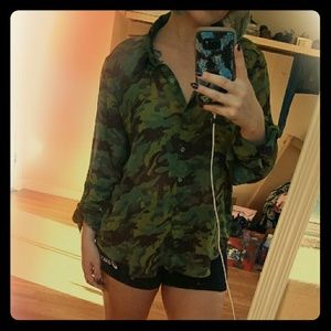 Army thin long sleeve button up