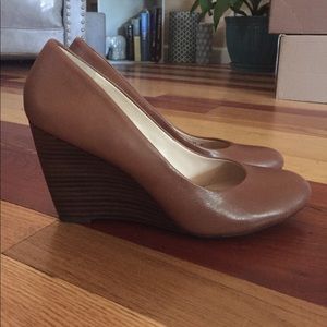 Franco Sarto Brown Leather Wedges