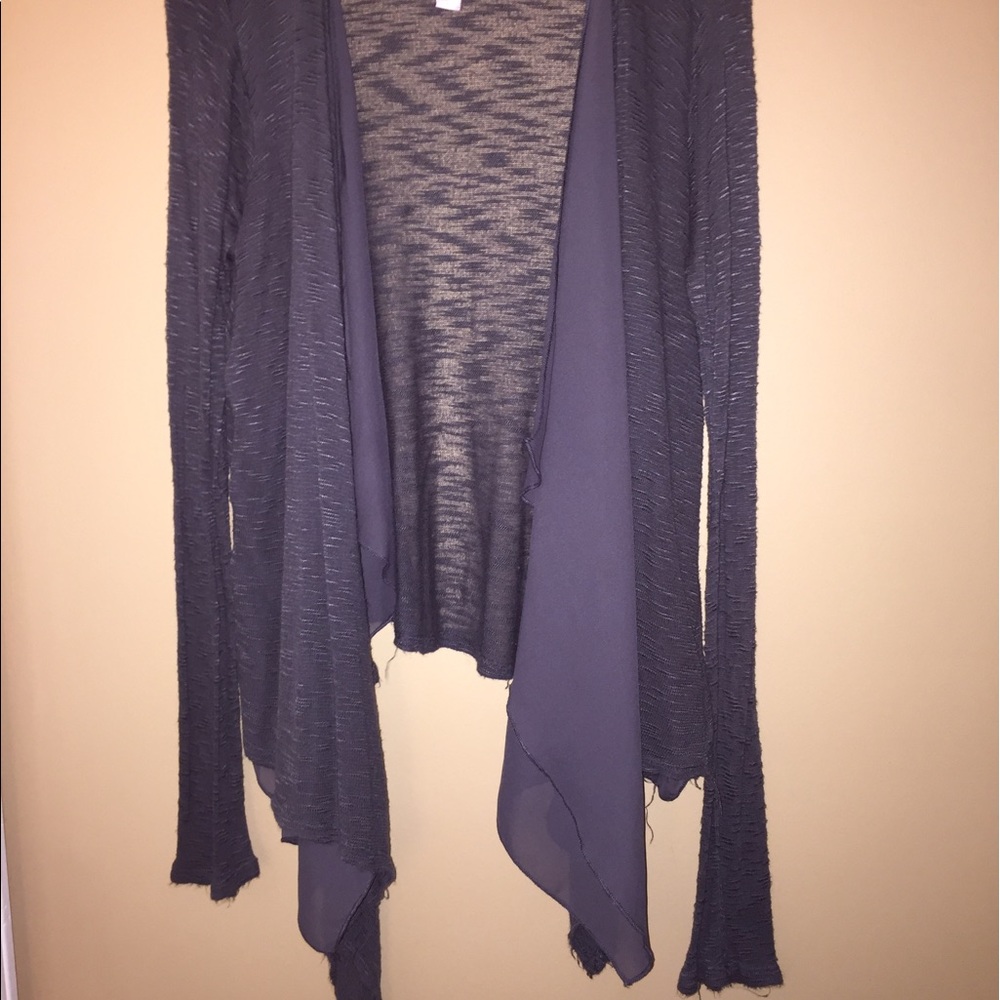 Gray multi length cardigan