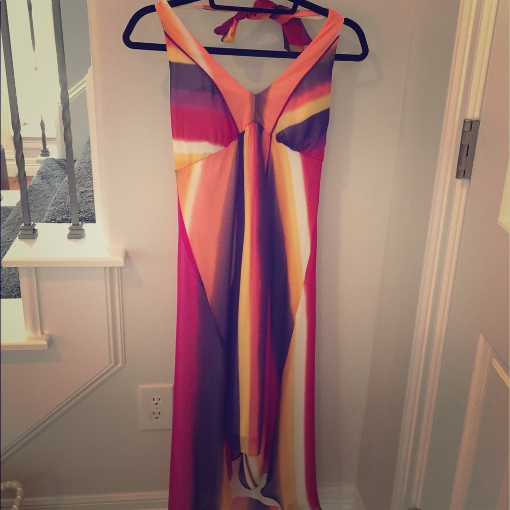 Colorful Asymmetrical Halter Dress