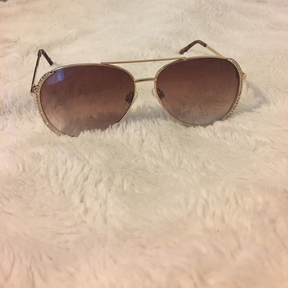 Rhinestone gold aviator sunglasses