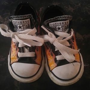 Black Converse with flames shoes! Toddler 5.