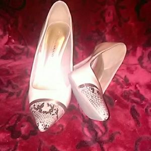 Nude heels with snake skin pointed toes!!!