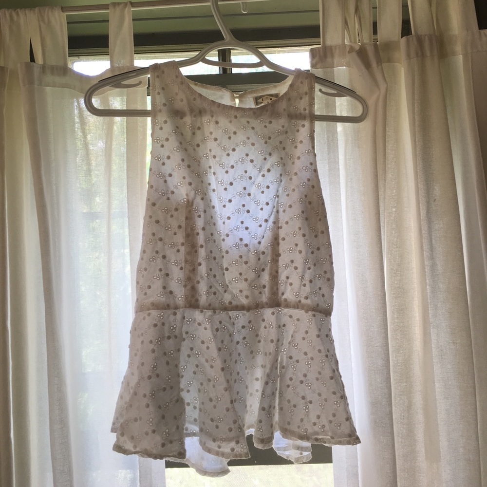 White lace eyelet peplum tank top (s)