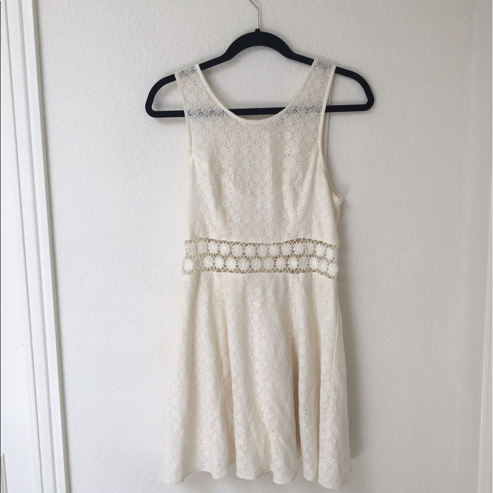 Free People white dress with floral cutout