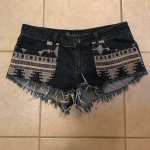 Boho frayed jean shorts