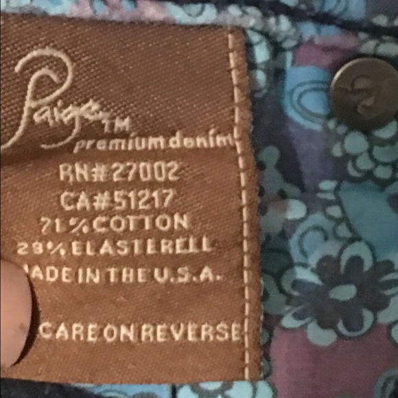 PAIGE SKYLINE SKINNY BLUE DENIM JEANS STRETCH 27 - Picture 4 of 4