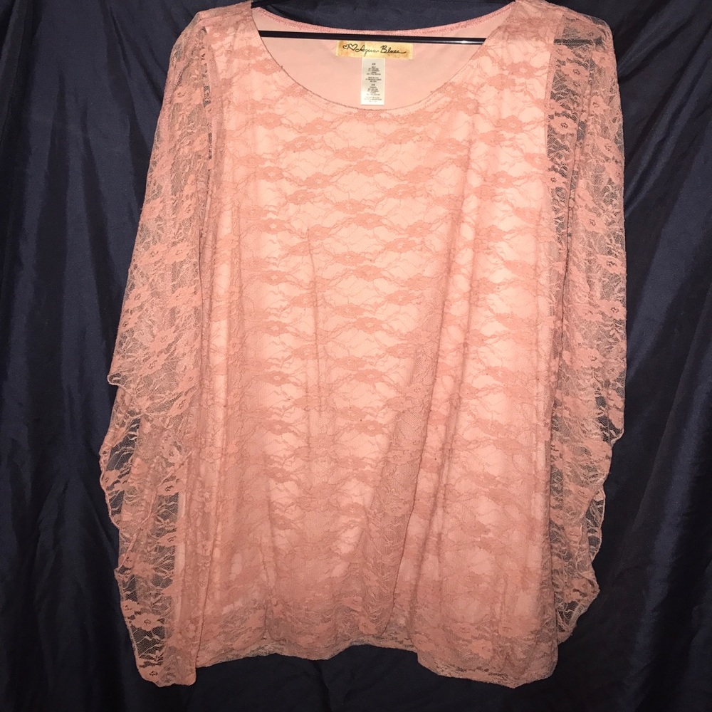 Pink lace top, with camisole affixed