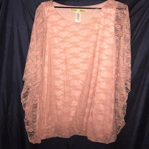 Pink lace top, with camisole affixed