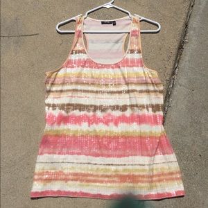 Sequined front tie dye tank