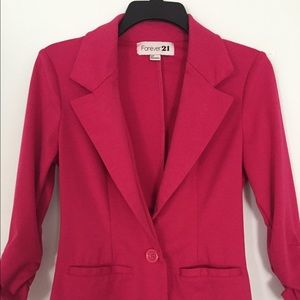 Pink Fabric Quarter Sleeves Blazer