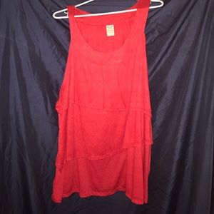 Red sleeveless top