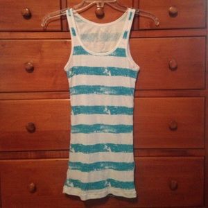 Aeropostale sz M teal and white striped tank top