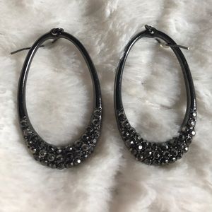 Dark silver and jeweled earring