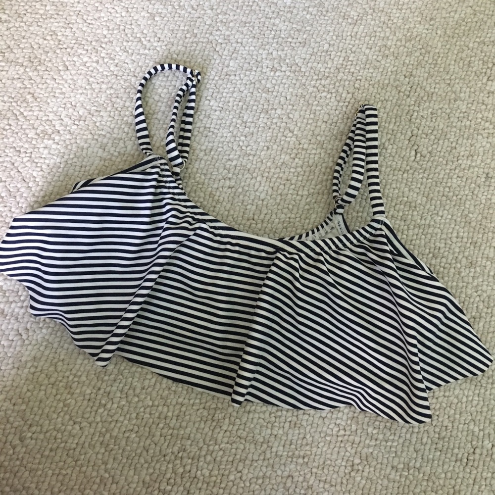Striped Flounce Swim Top