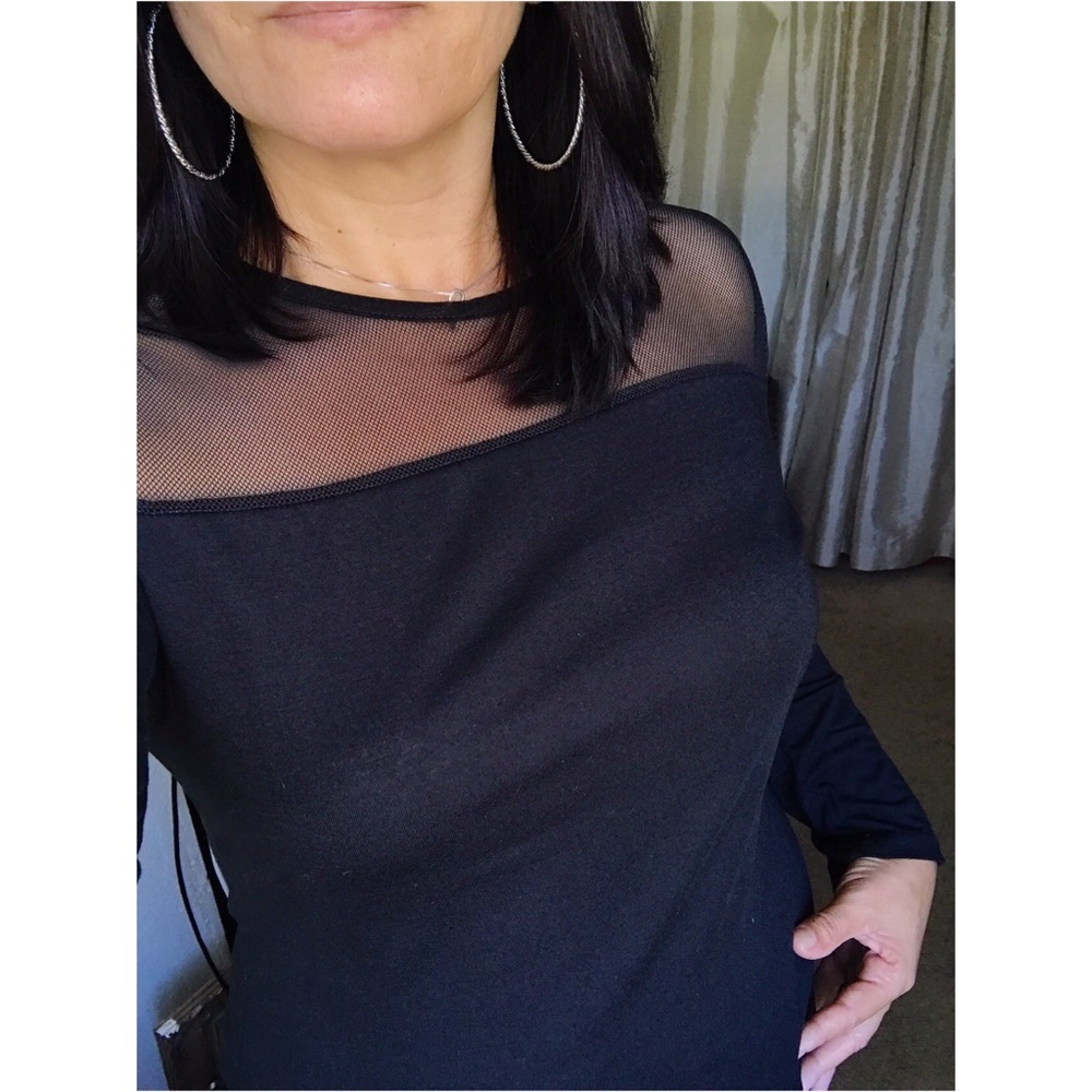 Black Mesh Lace Top