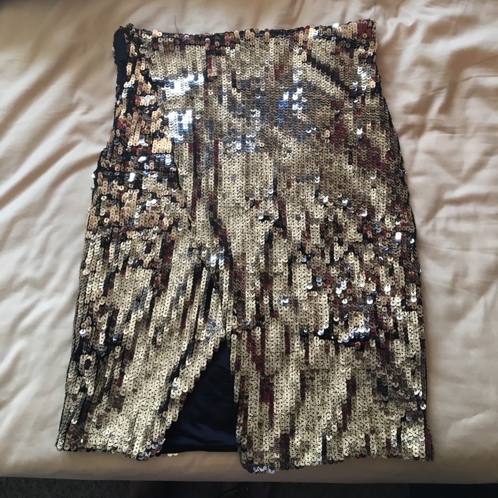 Gold sequin wrap skirt