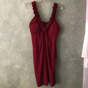 Enfocus studio red dress with ruffle neckline