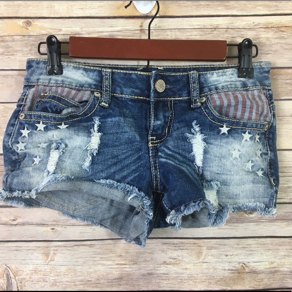 Zana Di American Flag Distressed Shorts