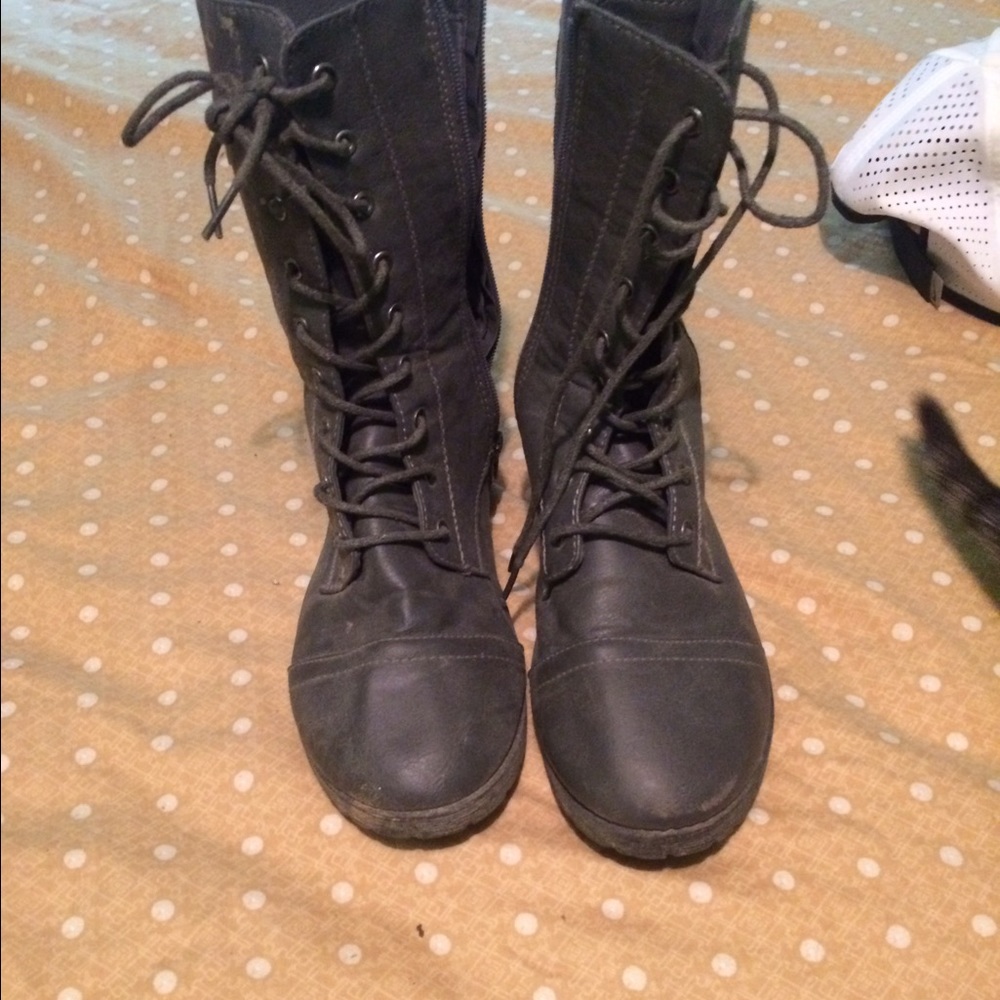 Grey combat boots