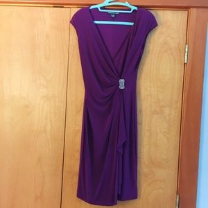 American Living Cap-Sleeve Draped Brooch Dress