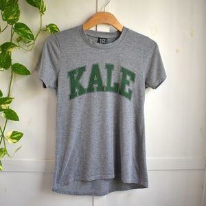 KALE Tee Heather Gray Hunter Green