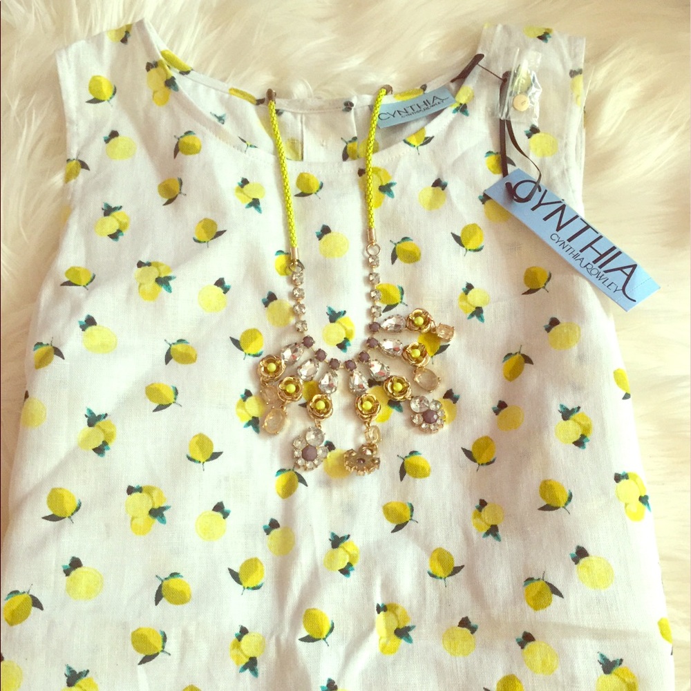 NWT Cynthia Rowley Lemon print sleeveless shirt 🍋