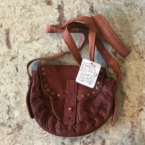 Free people leather cross body bag boho