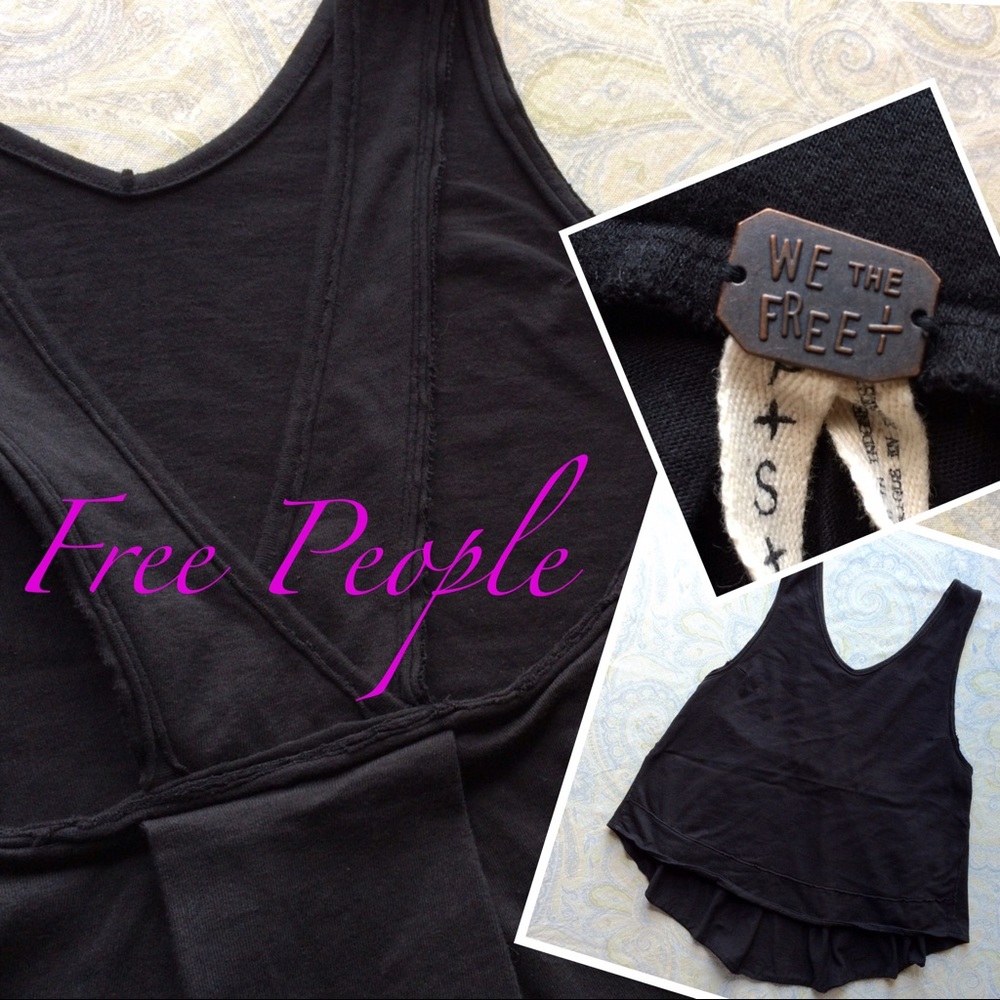 Free People 100% cotton tank top crossed straps - Picture 2 of 8