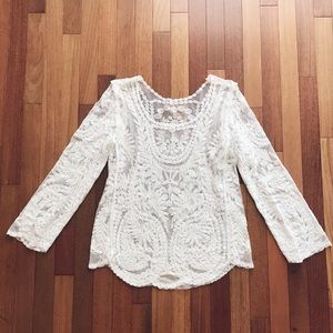 Cream Lace long-sleeved blouse - Free People