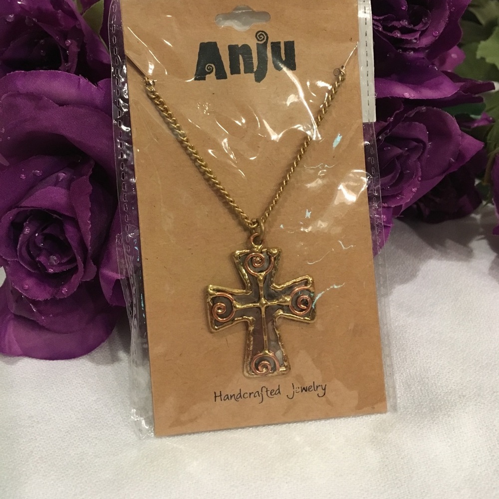 Tri Tone Cross Necklace