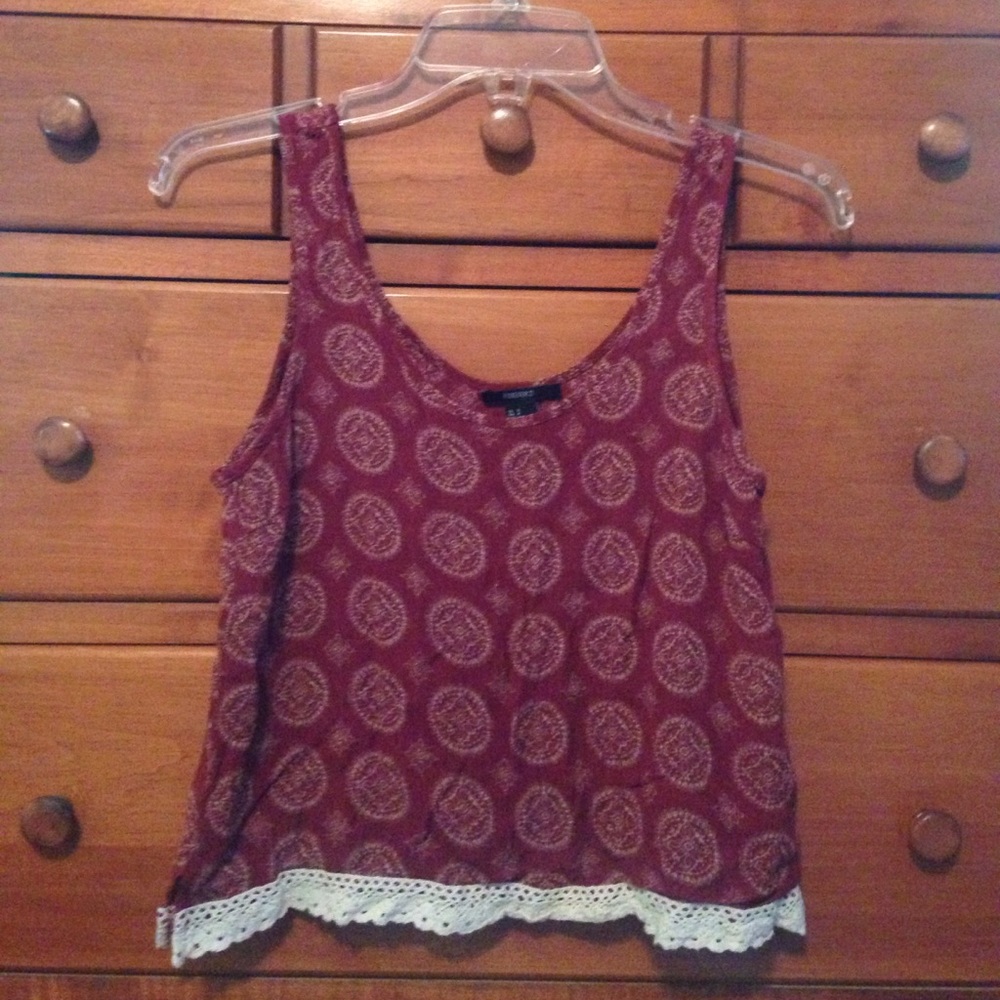 Forever 21 sz S maroon and beige tank top
