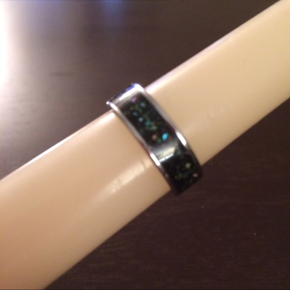 Silver & Blue Shimmer Ring-Sz 7.75