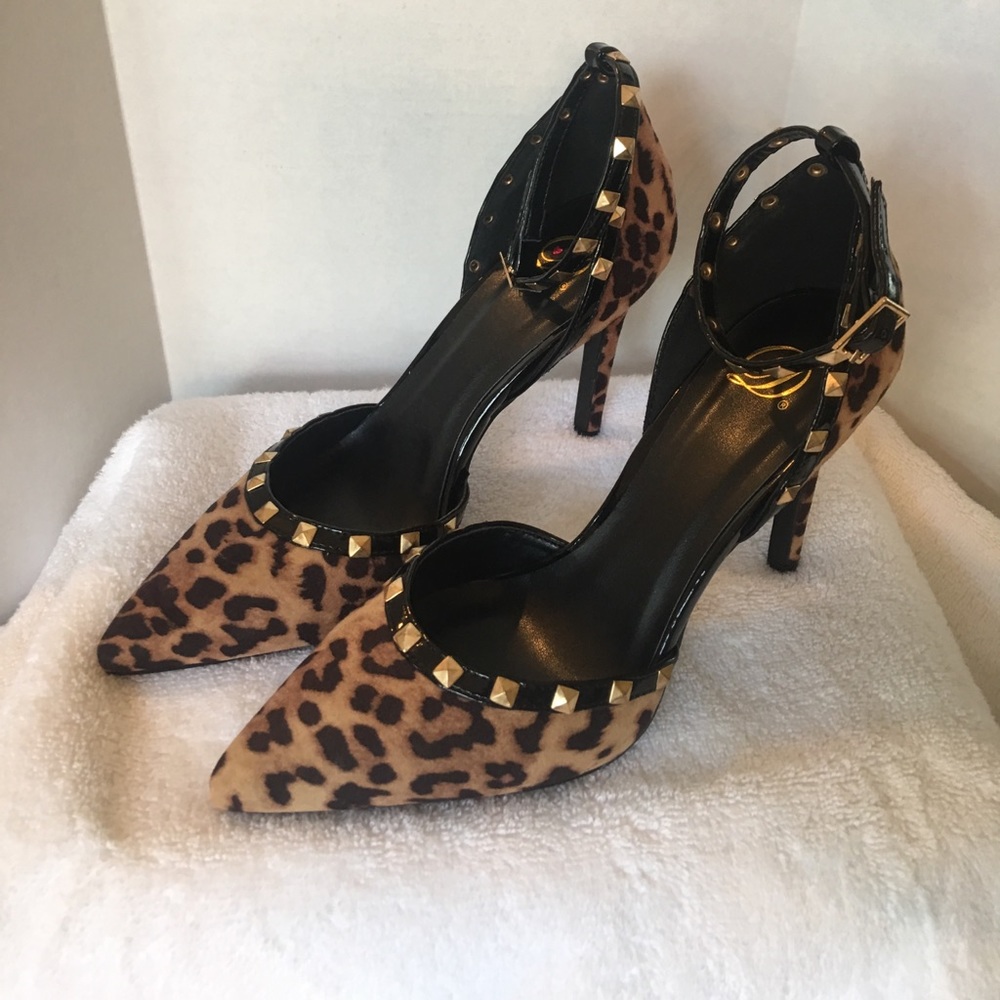 Sexy New Leopard Print Ankle Strap Pumps 7
