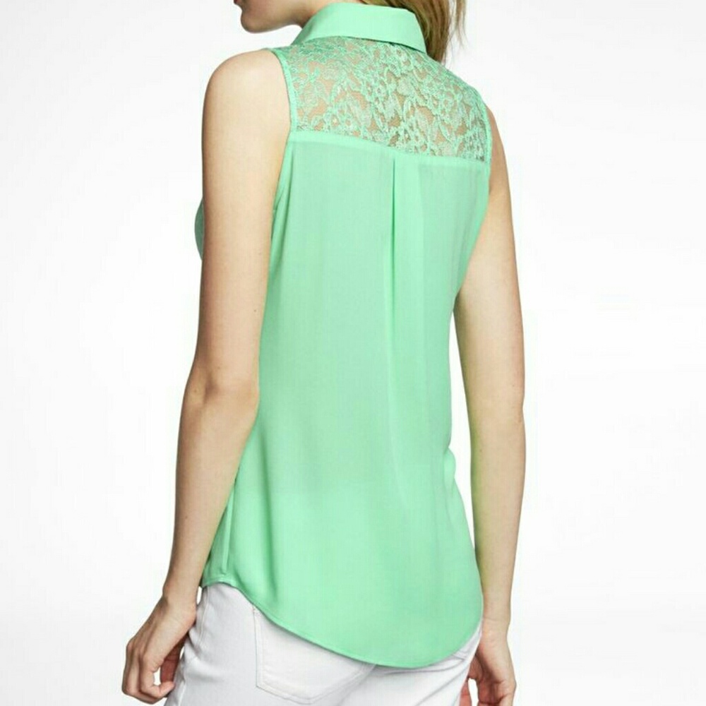 Sleeveless Lace shoulder Portofino blouse