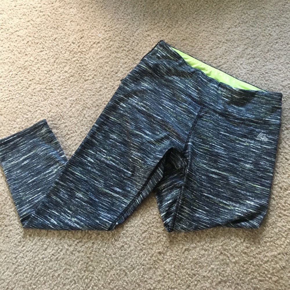 RBX athletic leggings grey and bright green size M