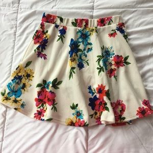 Multi-color floral A-line skirt