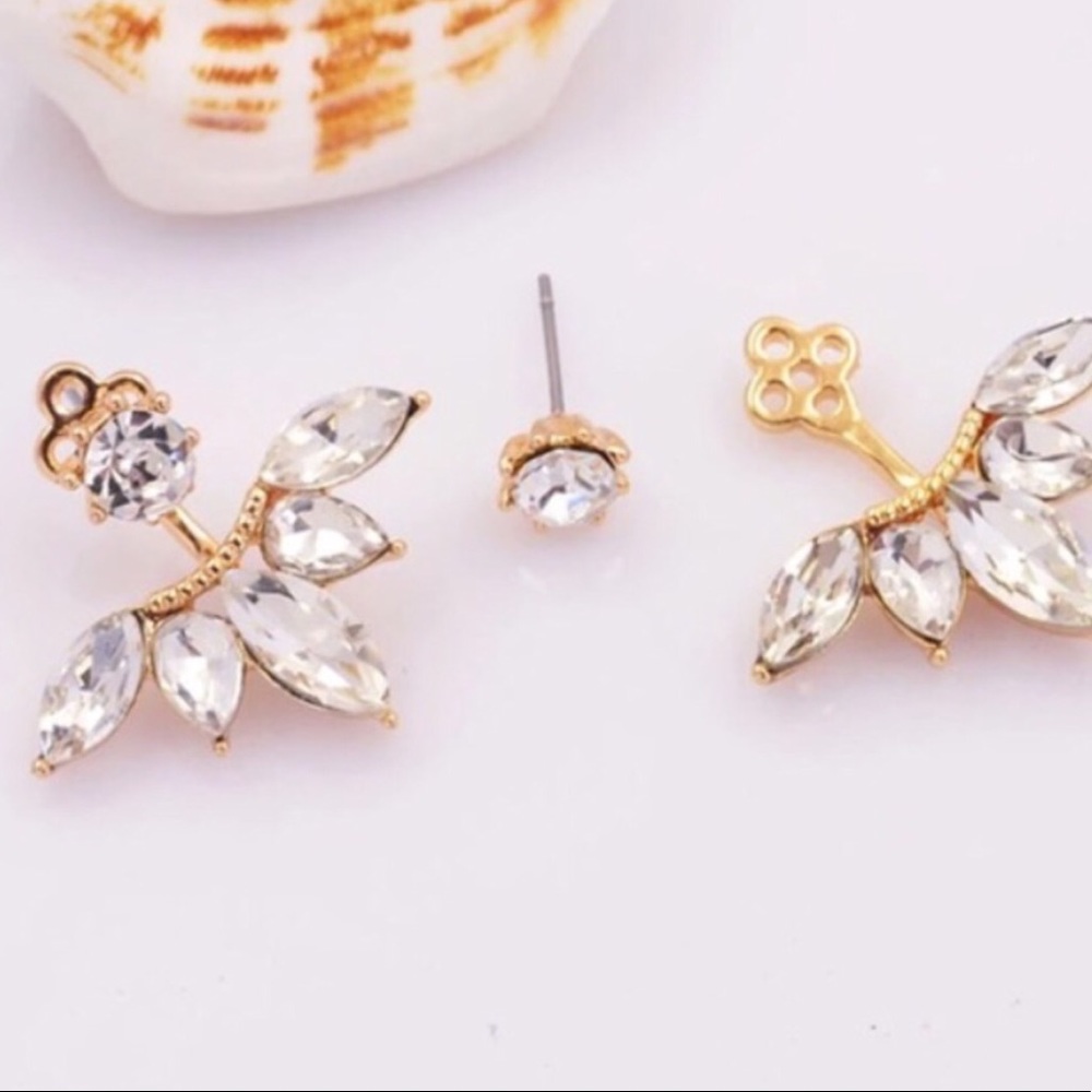 Edgy & Gold color Stud Earrings Two pieces GIFT - Picture 2 of 3