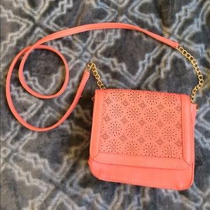 Coral cross-body purse
