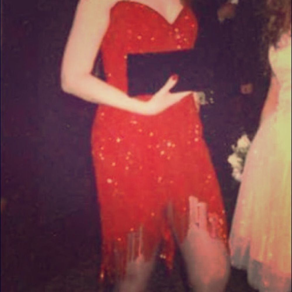 Red beaded dress