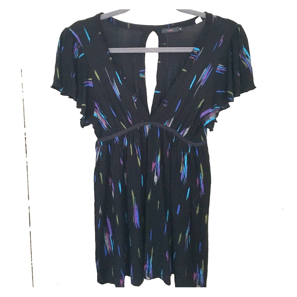 Lux low v flutter sleeve top