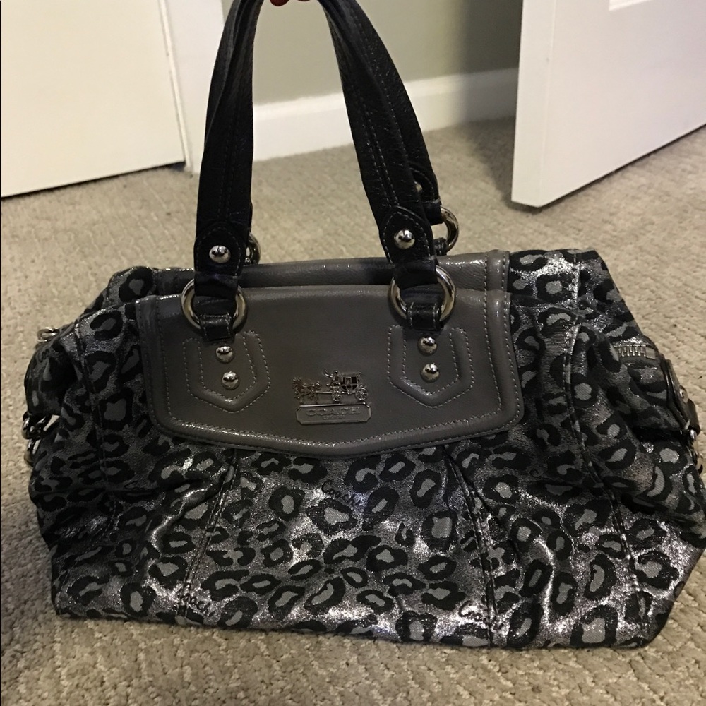 COACH Silver and Black Cheetah Handbag