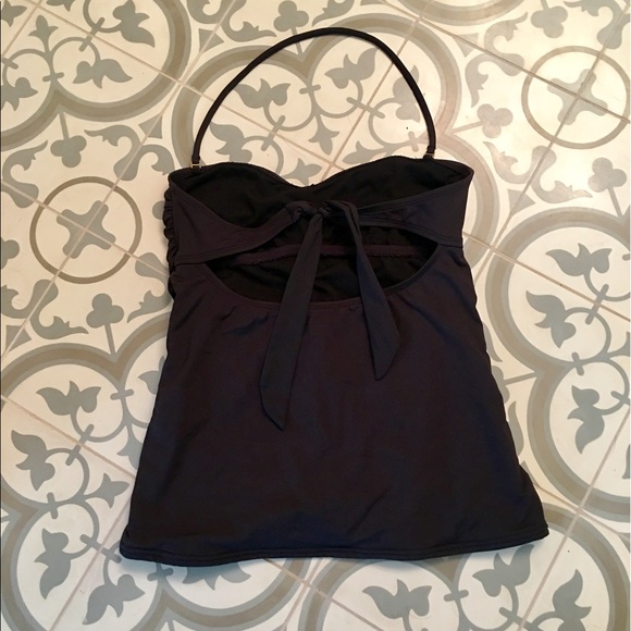 Black Bathing Suit top with front Ruffle Detail - Picture 2 of 5