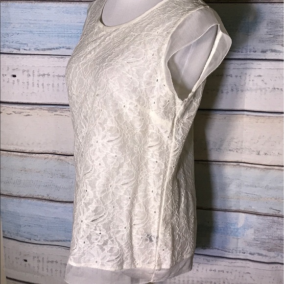 ⭐️ The Limited Sheer lace blouse ivory Size Medium - Picture 2 of 4