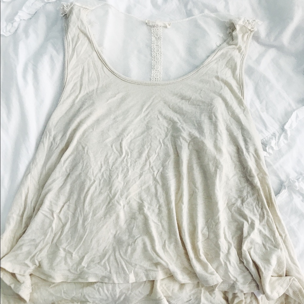 Cotton tank top with lace back detailing