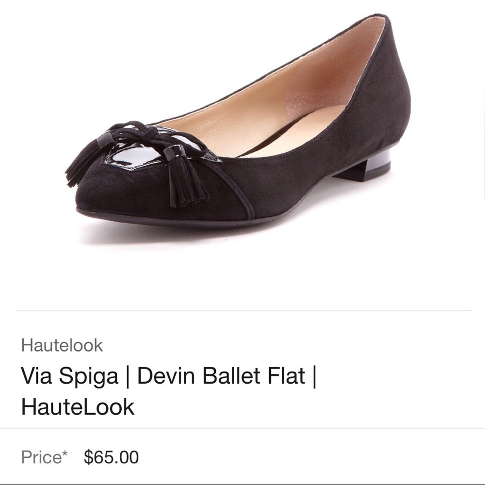 Via Spiga Devin black suede/patent flats