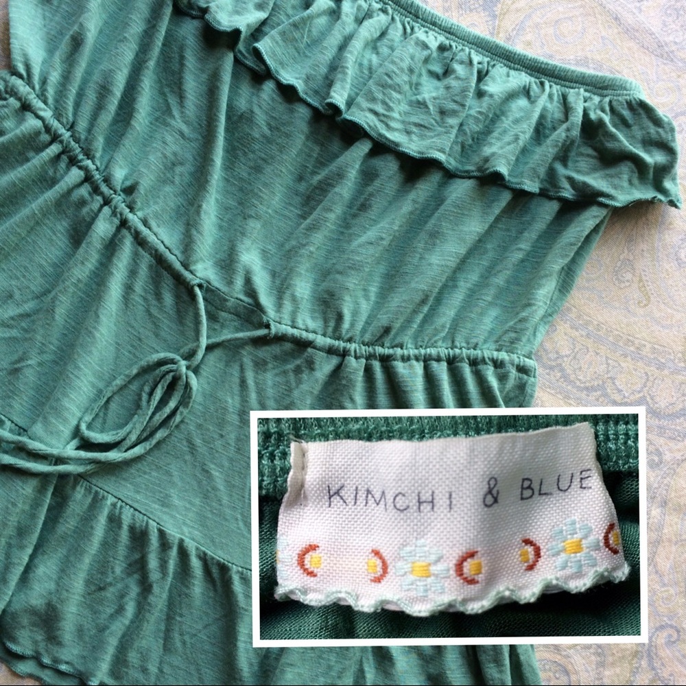 Kimchi and Blue ruffles strapless top Green