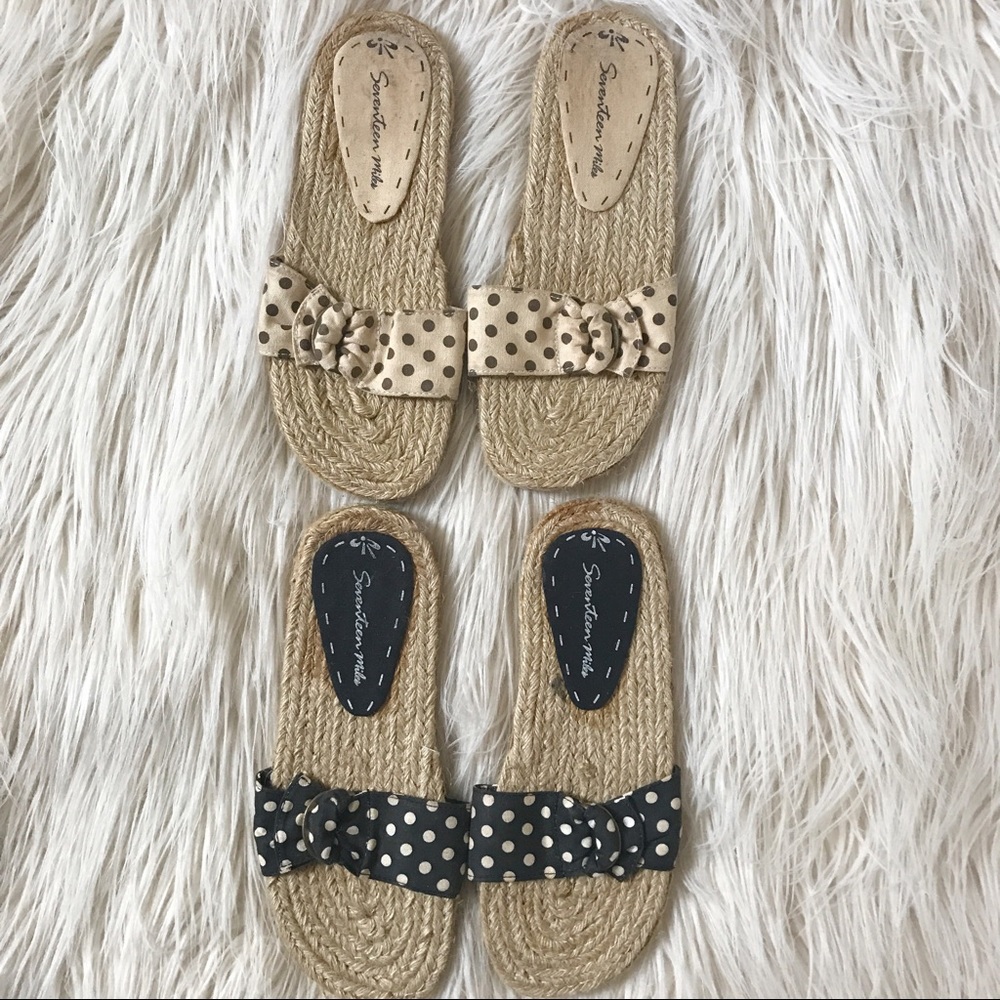 Polka Dot Espadrilles Slides