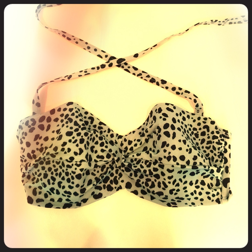 Aqua and black leopard printed bikini top
